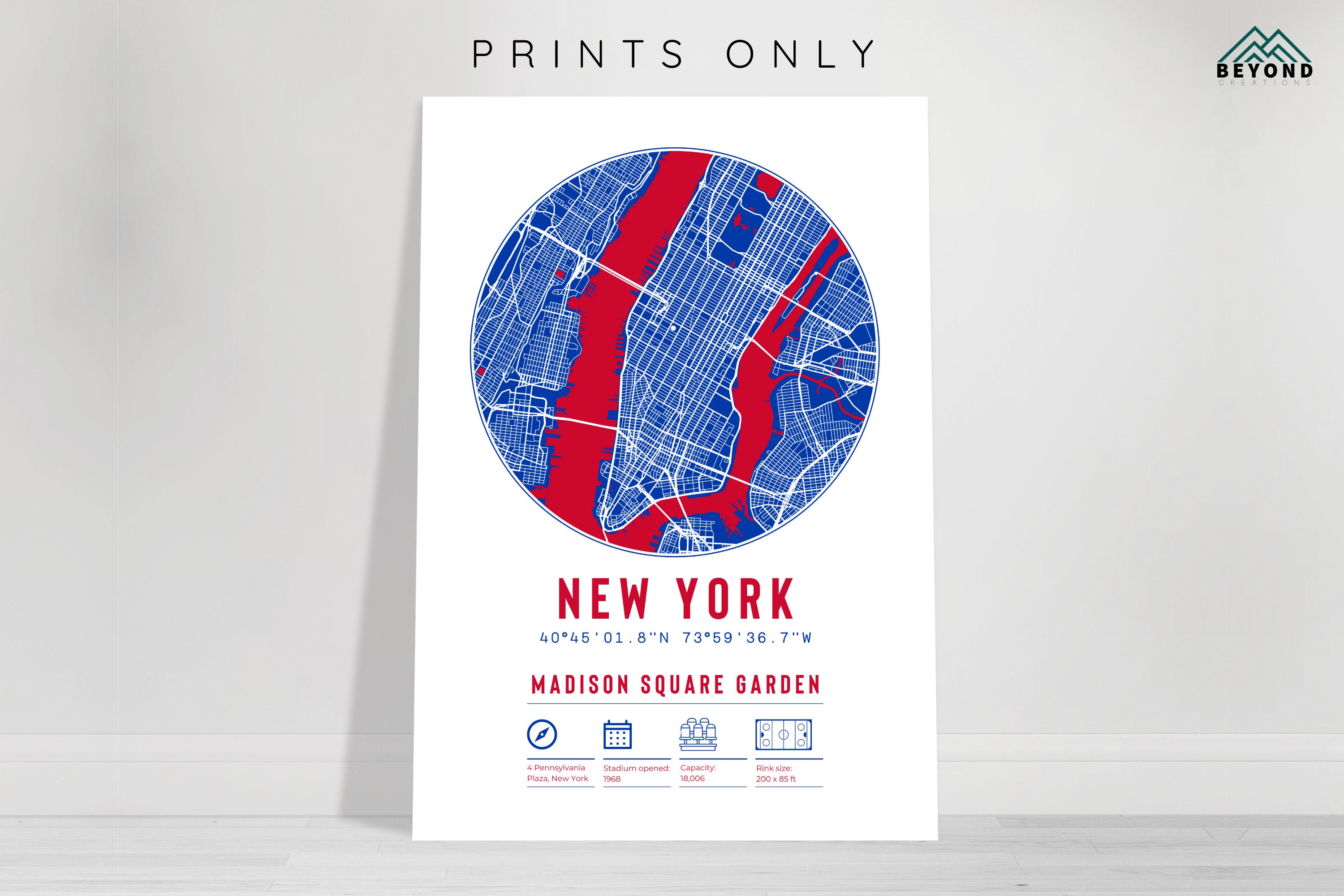 NY Rangers Poster Wall Art - Professional Artwork Print - Hanging Decor For  Room - Great Gift Idea (8x10)