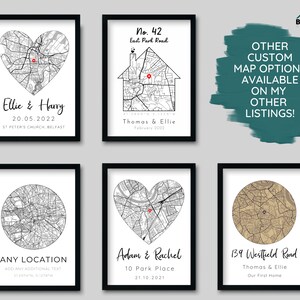Personalised New Home Map Print & Frames House Shape Decor - Etsy UK