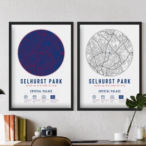 Crystal Palace Selhurst Park Minimalist Map Prints & Frames | Gift The Eagles F.C. FC Decor Dad Granddad Uncle Brother Son Football For Him