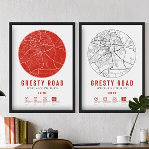 Crewe Alexandra FC Gresty Road minimalistische kaartafdrukken en frames | Spoorwegmannen F.C. Memorabilia Cadeau Decor Vader Opa Oom Broer Voetbal