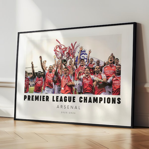 Arsenal Premier League Champions 2025-26 Art Print | Team Celebration Illustration Drawing Painting Poster Winners | Frames Available