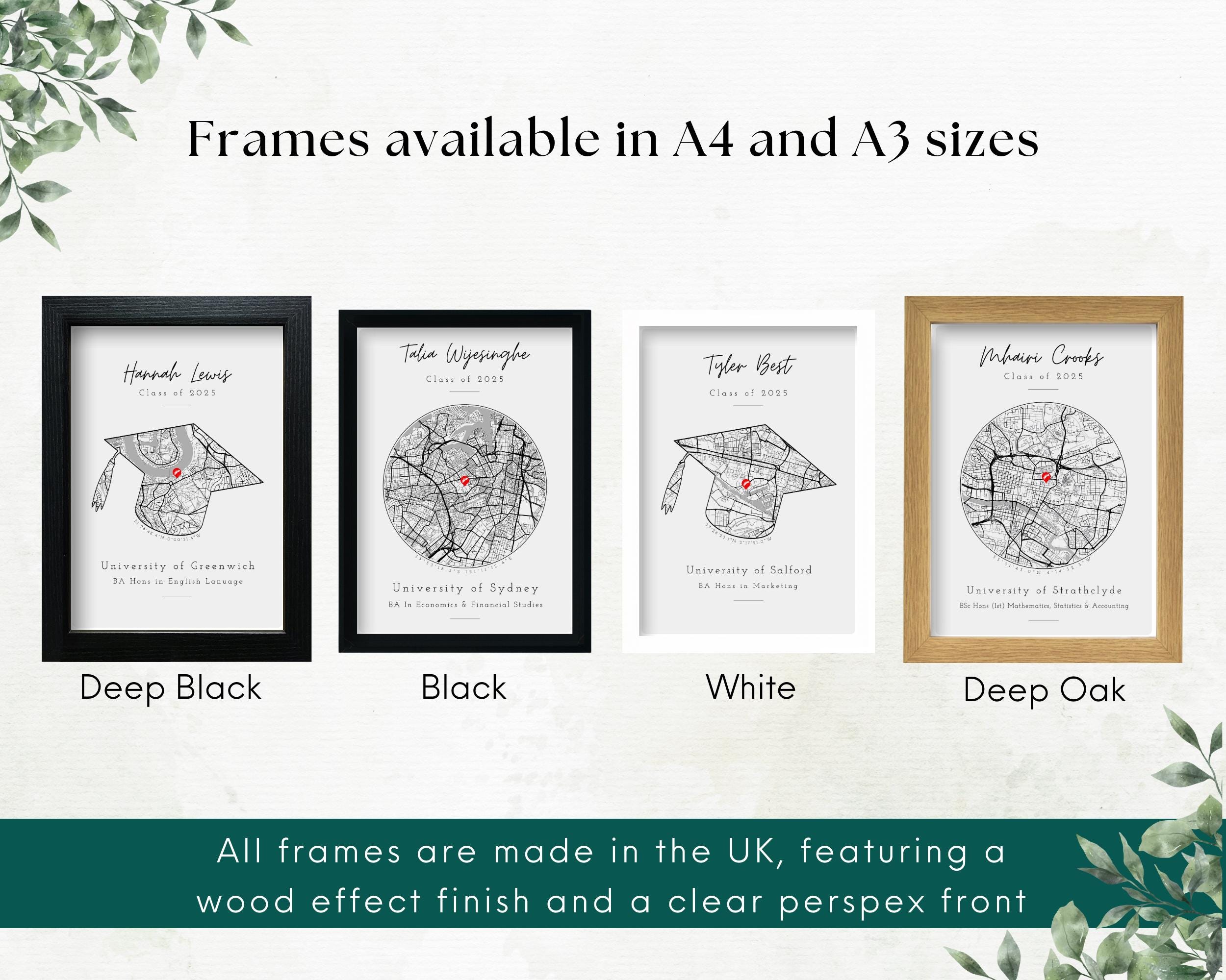 Personalised Graduation Map Gift | Print & Frame | University Degree ...