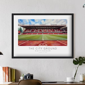 Nottingham Forest The City Ground Stadion Kunstdruck | Poster Illustration Malerei Zeichnung Geschenk Für Ihn Fußball Fan Papa Opa Sohn FC