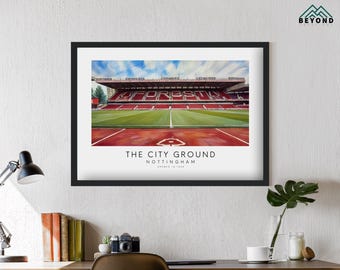 Nottingham The City Ground Stadium Art Print | Poster Illustration Painting Drawing Gift For Him Football Forest Fan Dad Granddad Son FC