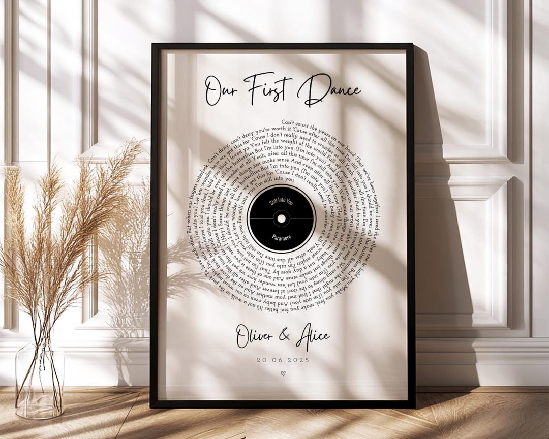 Lyric Frame Custom Vinyl Lyrics Print Frame & Gift | Wedding Anniversary Our First ...