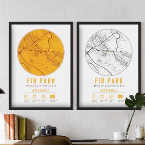 Cartes minimalistes et cadres du Motherwell FC Fir Park | Souvenirs d'hommes d'acier cadeau papa grand-père oncle frère pour lui son fan de football