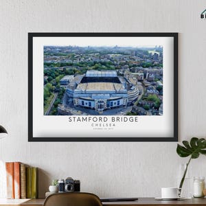 Chelsea FC Stamford Bridge Art Print | Poster Frame Impressionist Painting Drawing The Blue&#39;s Minimalist Gift for him Decor Dad Son Brother