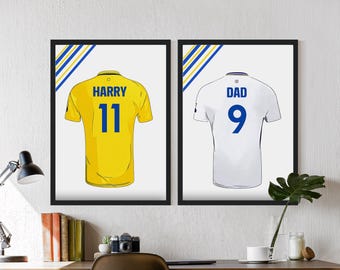 Leeds Personalised Football Shirt 2024-25 Name Print United Gift | Poster Print Home Decor Custom Art Frames For Him Boy Dad Son Granddad