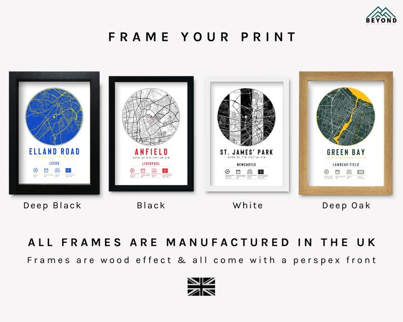Manchester's Old Trafford Minimalist Stadium Map Print & Frames Gift