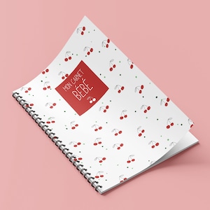 Notebook book for memories of pregnancy, birth, baby, child photos _ Cherry