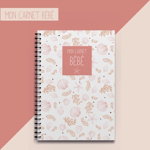 Diario del bebé (0-5 años) para completar – Álbum de recuerdos de bebé e infancia tamaño A4 – Diario del bebé (desde el embarazo hasta los 5 años) – Regalo para baby shower – Concha marina
