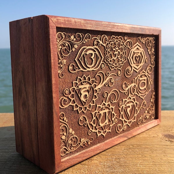 Trinket Box  | Jewellery Box 7 chakras engraved stash Box