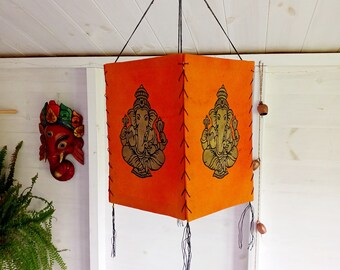 Lokta Paper Nepalese Lampshade | Ganesh Orange