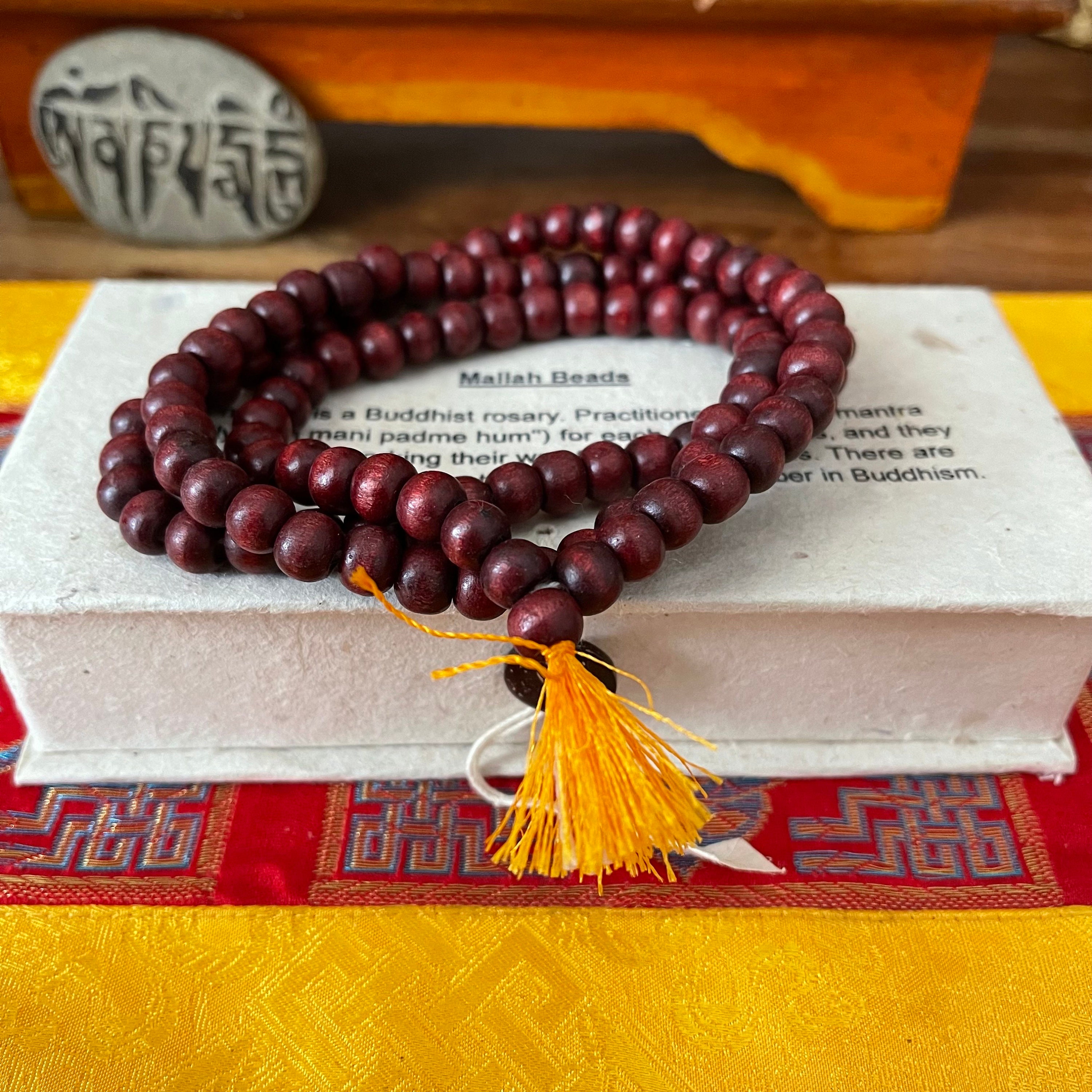 Boxed Wooden Mallah Beads Buddhist prayer beads in Gift Box