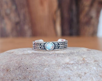Toe Ring Moonstone Navajo band solid Silver adjustable Toe ring
