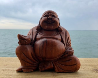 Hand carved  Small Laughing Buddha 12cm
