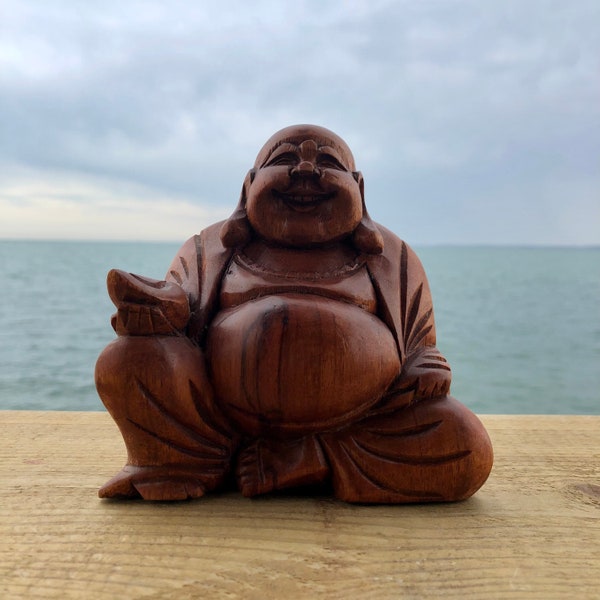 Hand carved  Small Laughing Buddha 12cm