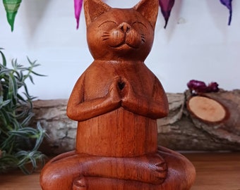 Wooden Yoga Cat Incense Holder