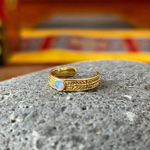 Toe Ring Azure Navajo band solid Silver with Gold plated finish adjustable Toe ring image 2