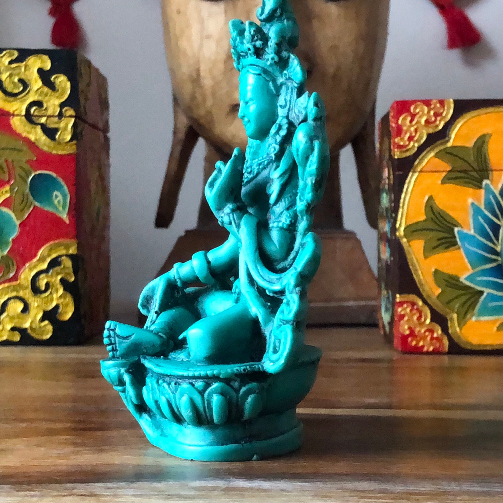 Green Tara Resin Statue Green Tara Buddhist Spiritual Statue image