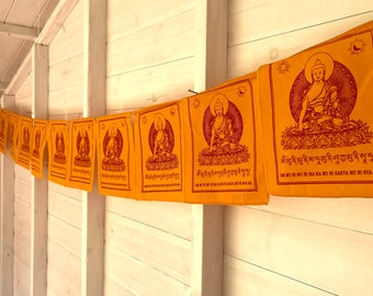 Tibetan prayer flags Buddha Shakyamuni 9 flags 20 x 22 x 200 cm