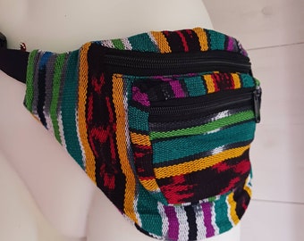 Multi coloured Festival Bum Bag | 3 zipped Compartments