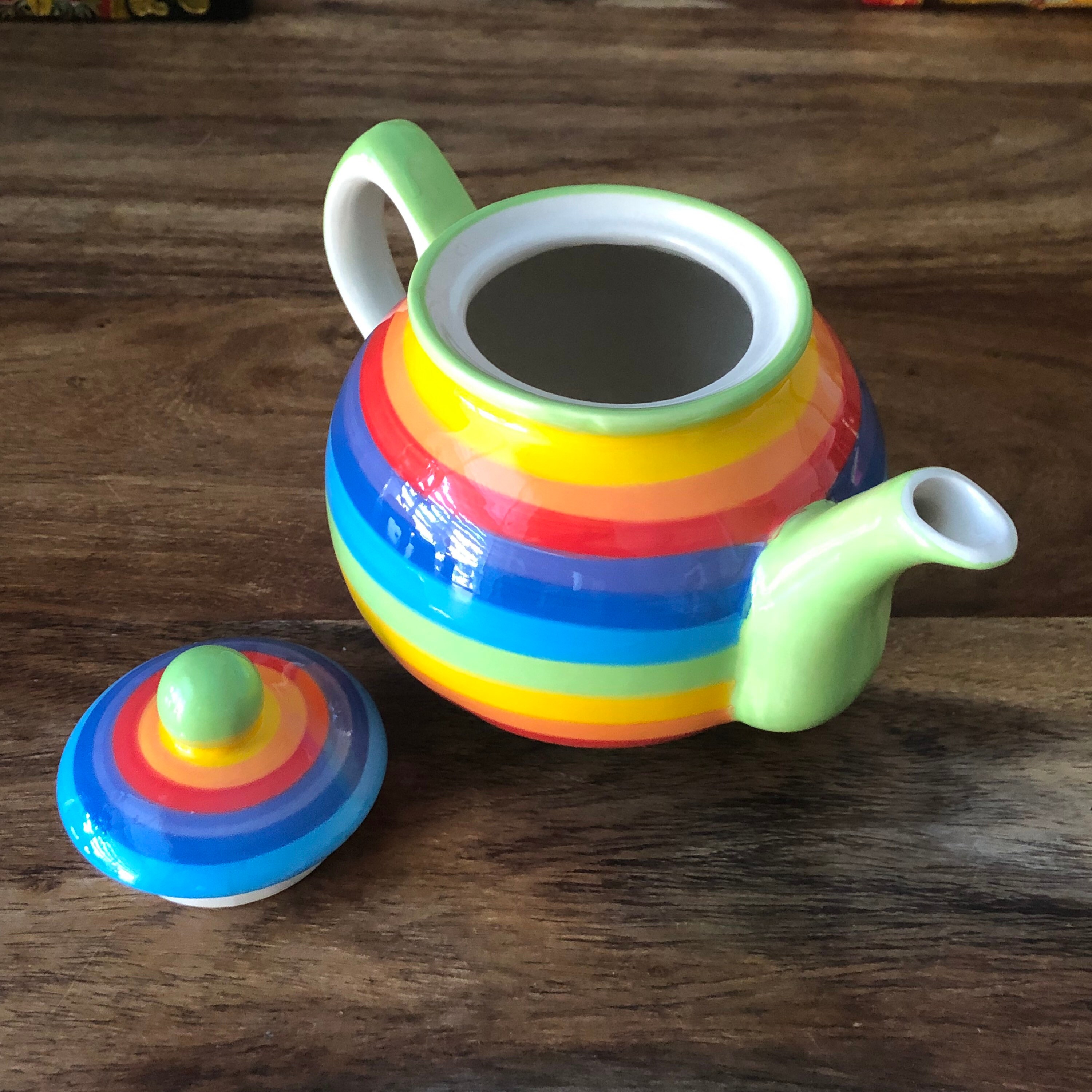 Rainbow Teapot 2 Cup Small Ceramic Hand Painted Rainbow Etsy UK