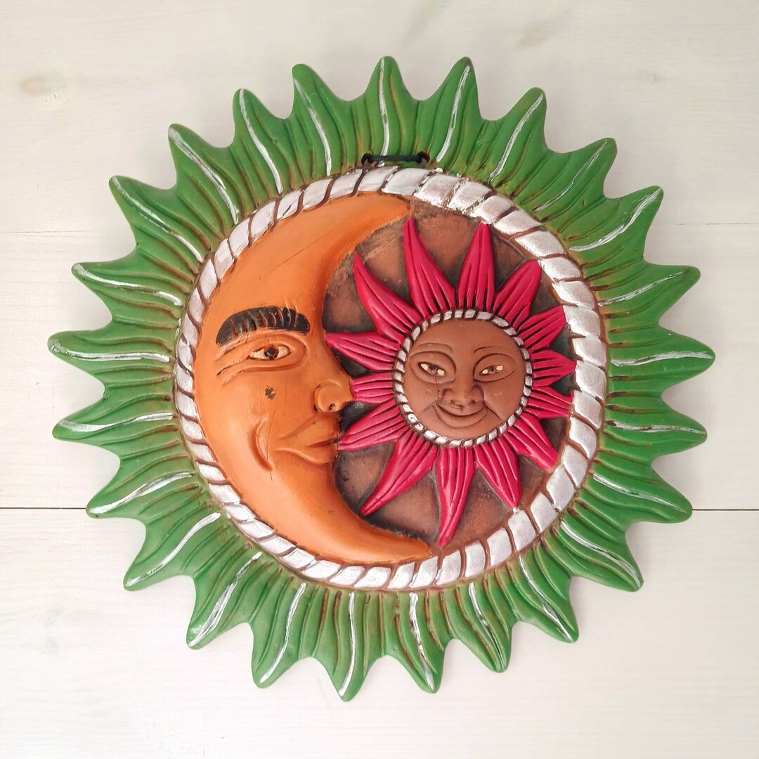 Mexican Sun and Moon Wall Plaque Etsy