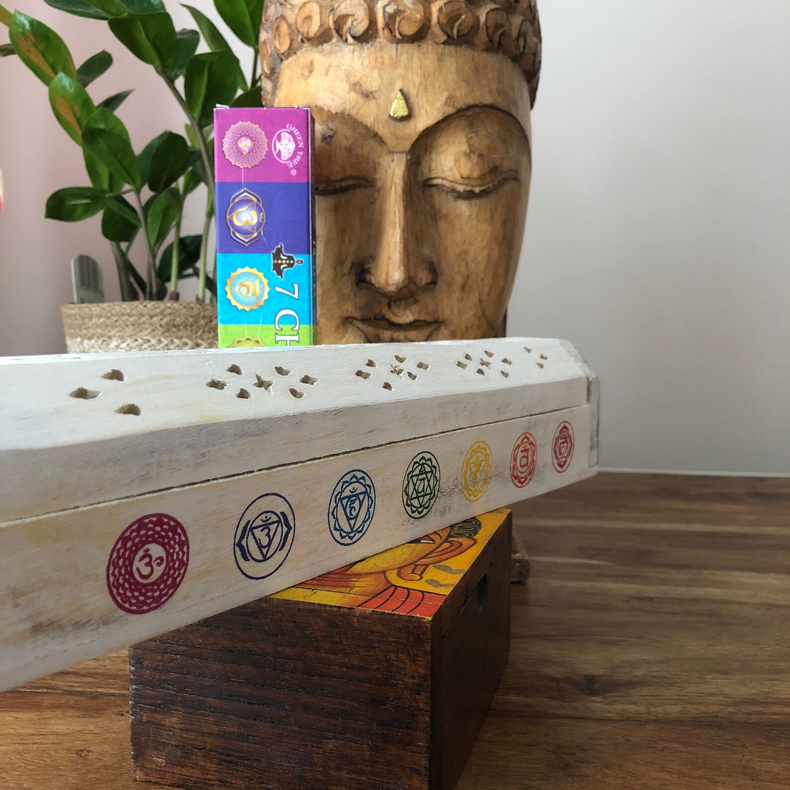 Wooden Incense Box 7 Chakra & Incense Sticks Etsy