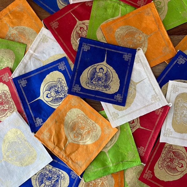 Lokta Paper Buddha Flags 25 flags x 10 x 10cm