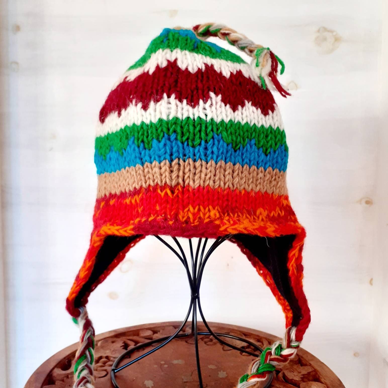 Merino Wool Rib Hat with Ear Flaps - Nougat main image 0
