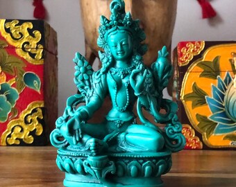 Natural Boxwood Carved Green Tara Goddess Statue Natural Boxwood Carved Green Tara Goddess Statue