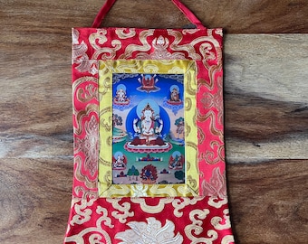 Printed Chenrezig thangka 29 x 20 cm