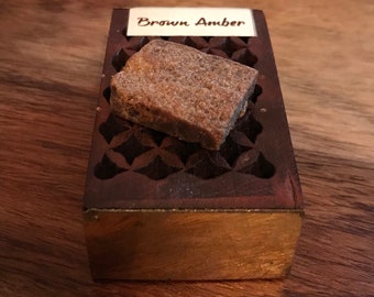 Incense resin Amber in wooden box