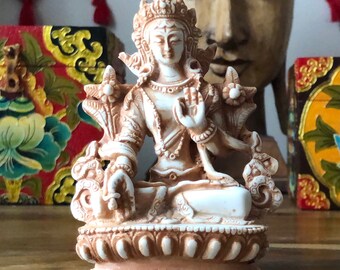 White Tara Resin Statue |  White Tara Buddhist Spiritual Statue 12cm