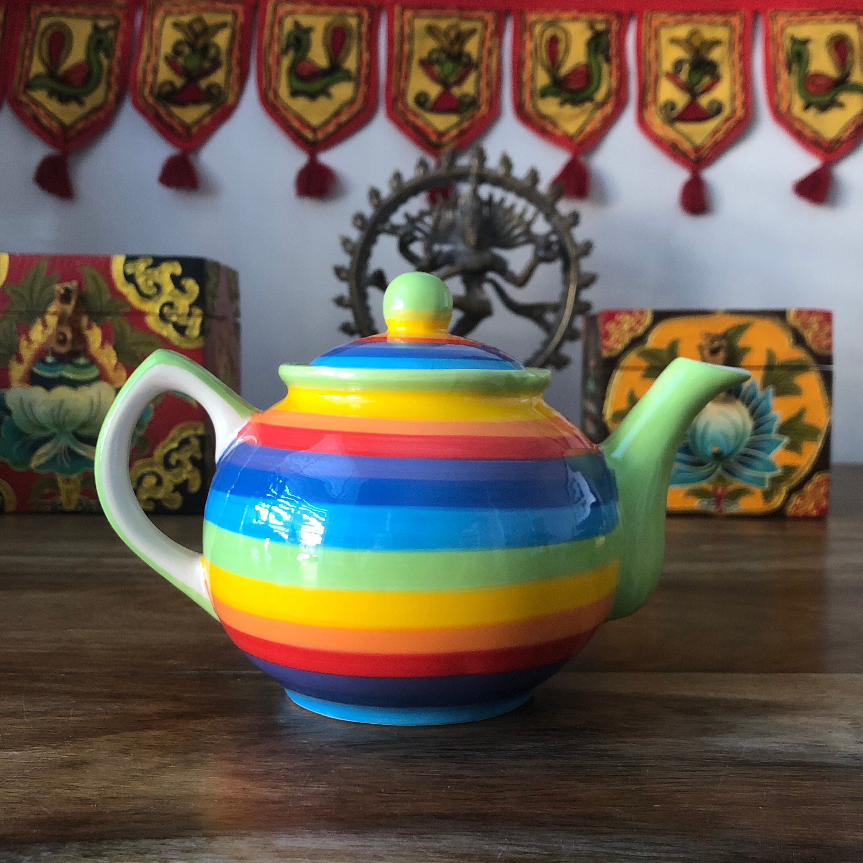 Rainbow Teapot 2 Cup Small Ceramic Hand Painted Rainbow Etsy UK