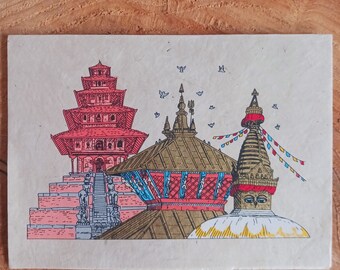 Lokta Paper Greetings Card | Temple of Kathmandu