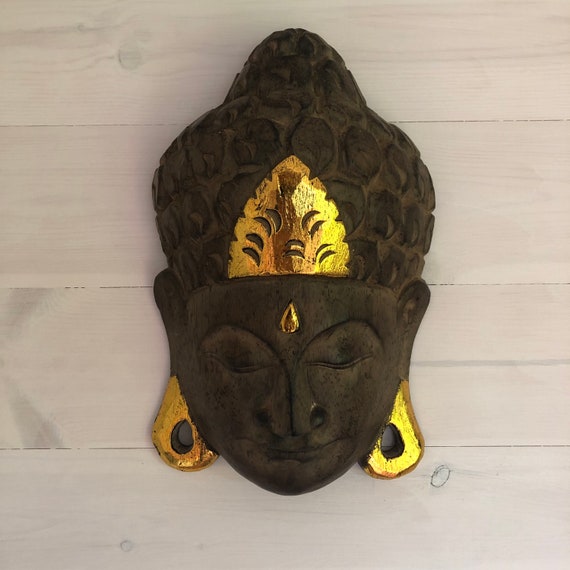dief Stratford on Avon weer Handgesneden houten Boeddha masker - Etsy België