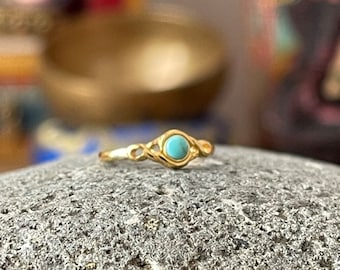 Toe Ring Green Turquoise  Gold plated adjustable Toe ring