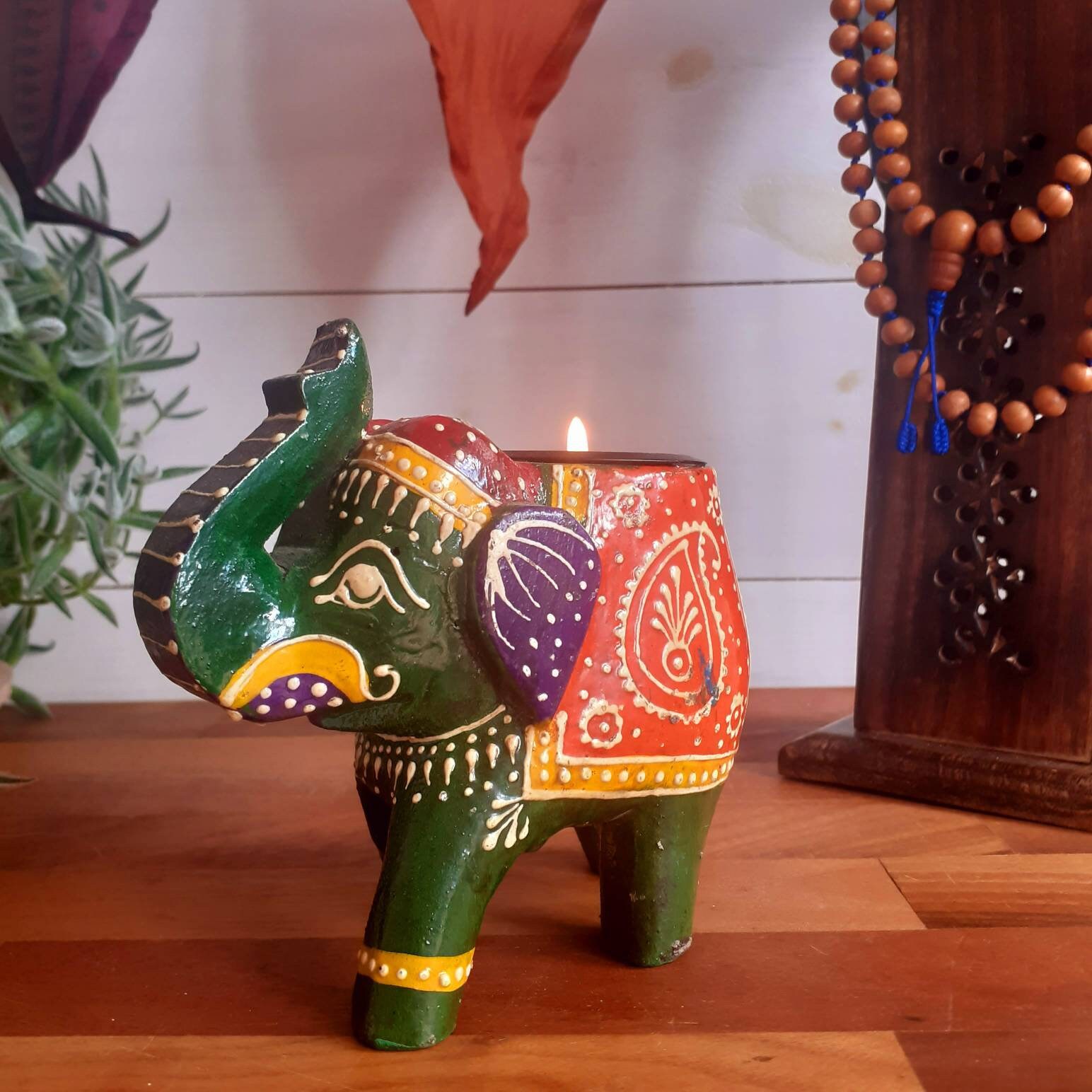 Hand Painted Indian Elephant Tealight Holder Etsy Australia