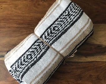Mexican Falsa Blanket | Traditional hand loomed Coffee   120cm × 185cm