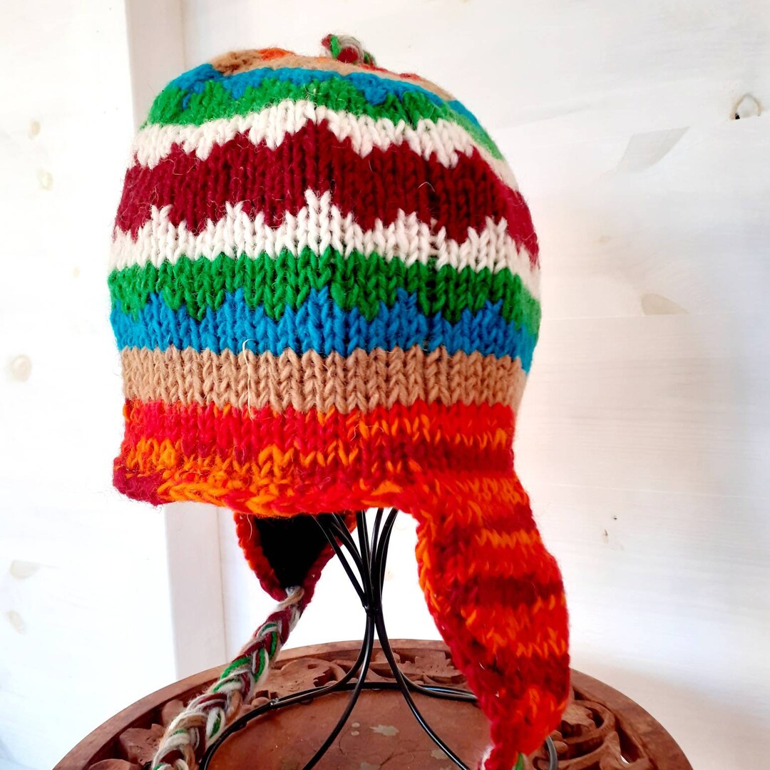 Merino Wool Rib Hat with Ear Flaps - Nougat main image 1