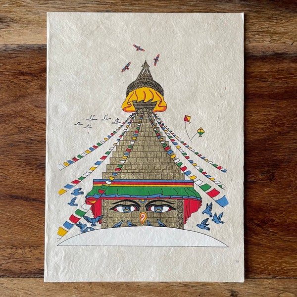 Cartes de voeux en papier Lokta Boudha