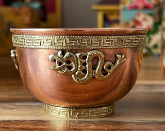 Dragon incense Holder Copper & Brass bowl 4.5 x 8cm