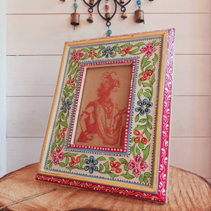 Floral Hand Painted Indian Photo Frame (Large)