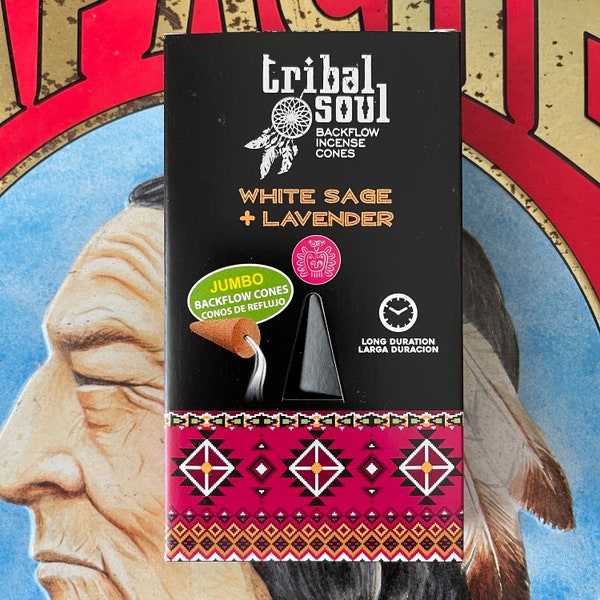 Tribal soul jumbo Backflow  incense Cones White Sage & Lavender