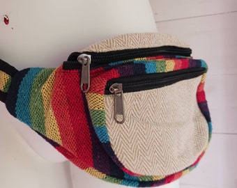 Hemp Patch Bumbag  Hip bag Festival Bum bag 2 zipped Compartments