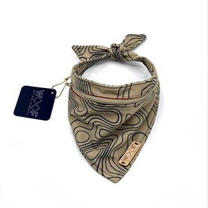 Topography Dog Bandana- Desert Tan - zipper dog bandana - Woof Pak - Topo Bandana