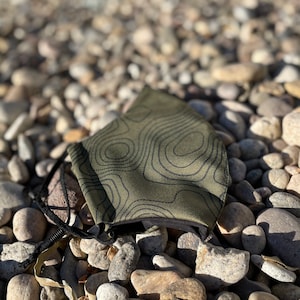 Topography Face Mask - Topo Face covering - Double Layer face mask - OD Green Topography Map