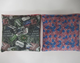 Set of 8 Cornhole Bags Stars US Army Military Patriotic Flag Handmade MADE in the USA